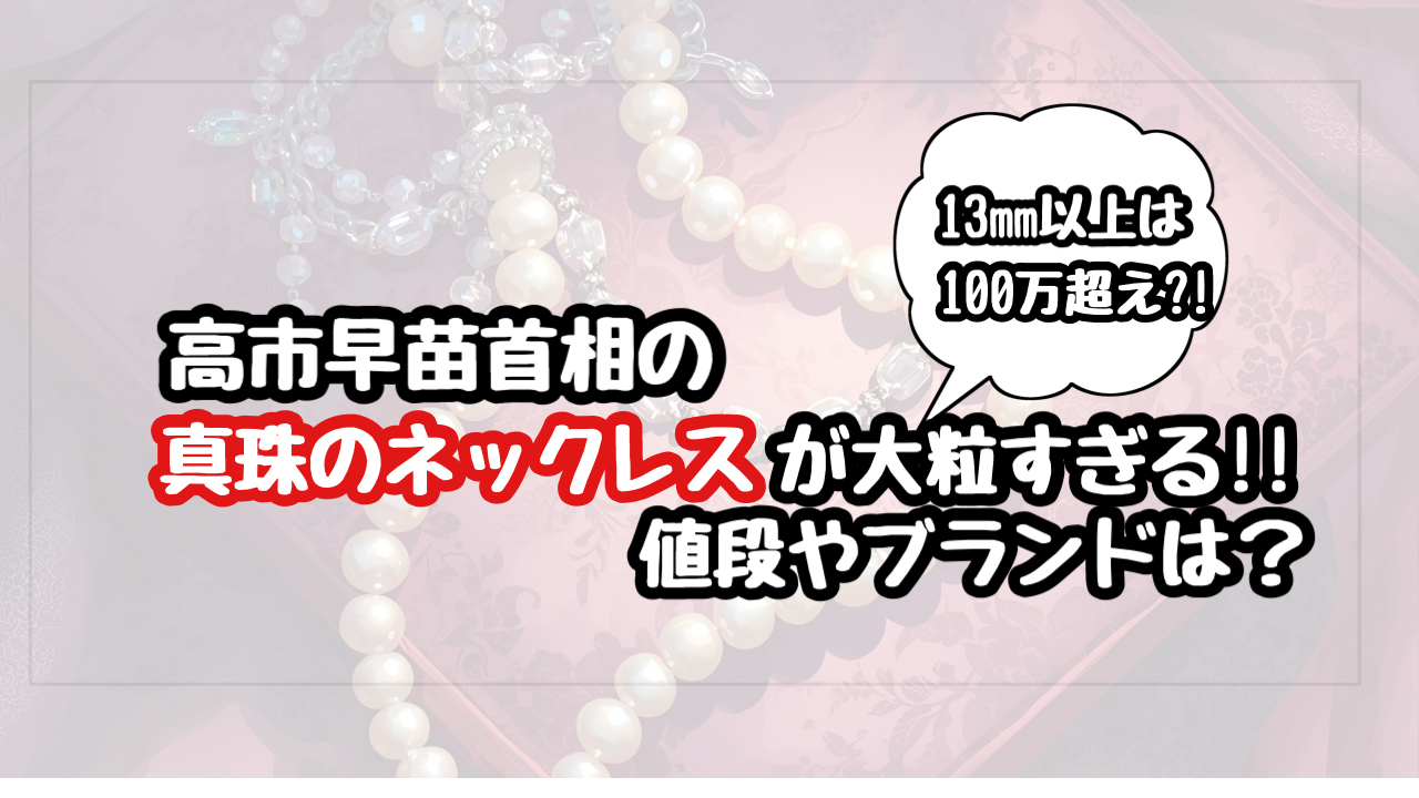 高市早苗の真珠ネックレスの値段やブランドはどこの？13mm以上なら100万超え?!