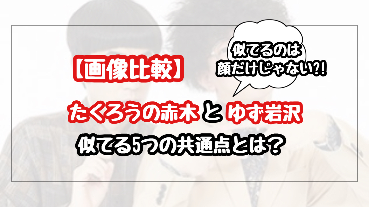 【画像比較】たくろう赤木がゆず岩沢と似てる5つの共通点！顔だけじゃなくて誕生日まで？！