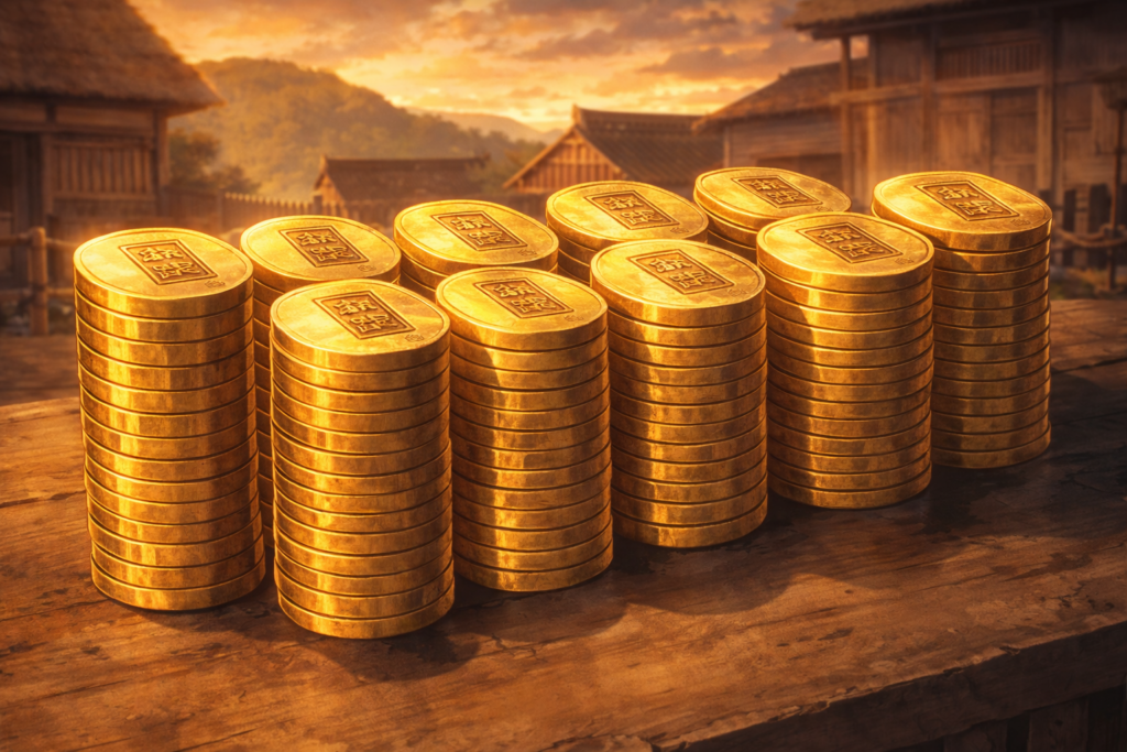 豊臣兄弟　足軽　50貫
【豊臣兄弟】50貫は現代でいくら？信長の狙いと史実との意外な違いを徹底解説！